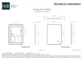 hib. Illuminated Mirror 700 x 500mm / Black hib. Arcane Curve LED Illuminated Mirror