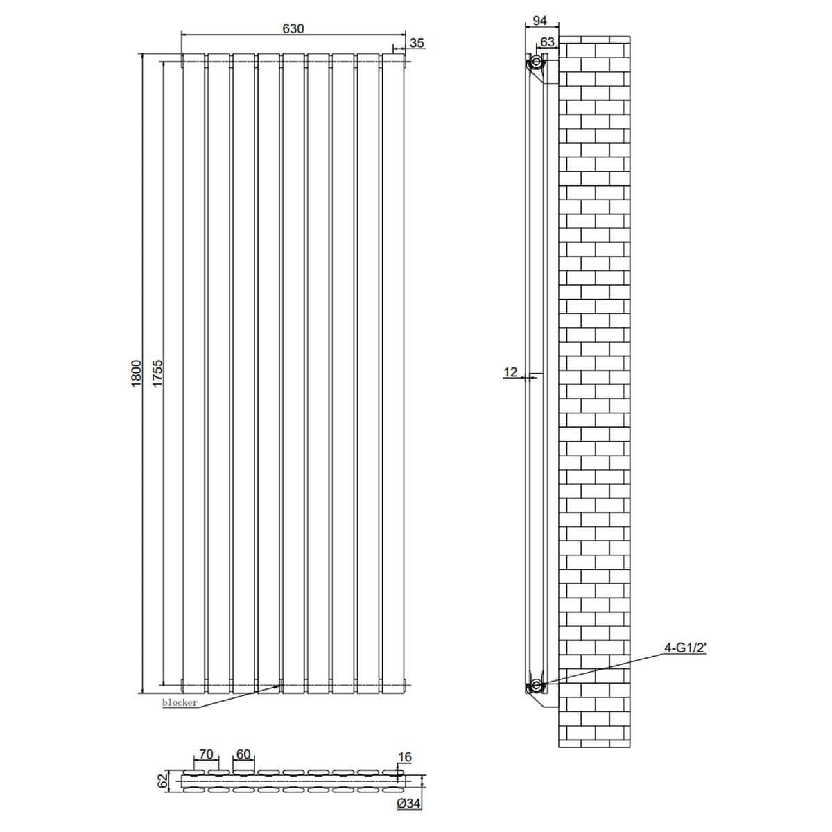 Aquarius Bathrooms Panel Radiator Aquarius Flat Double Vertical Panel Radiator