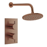 Crosswater Concealed Shower Set Brushed Bronze / Wall Arm / 200mm Crosswater Design 2 Handle 1 Outlet Shower Set
