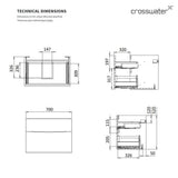 Crosswater Wall Mounted Vanity Unit Crosswater Glide II Wall Mounted Two Drawer Vanity Unit with Basin
