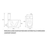 Aquarius Emma Rimless Close Coupled Fully Shrouded Comfort Height Toilet with Soft Close Seat