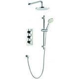 Imex Concealed Shower Set Imex Arco 2 Outlet, 3 Handle Concealed Shower Valve Set with 200mm Fixed Head, Wall Outlet, Slide Rail, Hose and Handset in Chrome