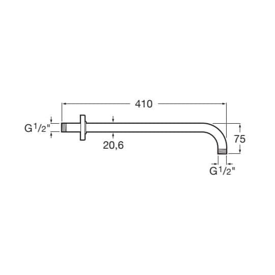 Roca Fixed Shower Arm Roca Wall Mounted 400mm Shower Arm