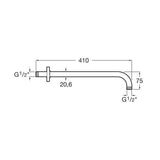 Roca Fixed Shower Arm Roca Wall Mounted 400mm Shower Arm