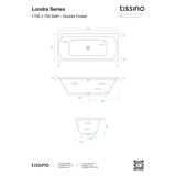 Tissino Double Ended Bath 1700 x 750mm Tissino Londra Premium Acrylic Double Ended Bath