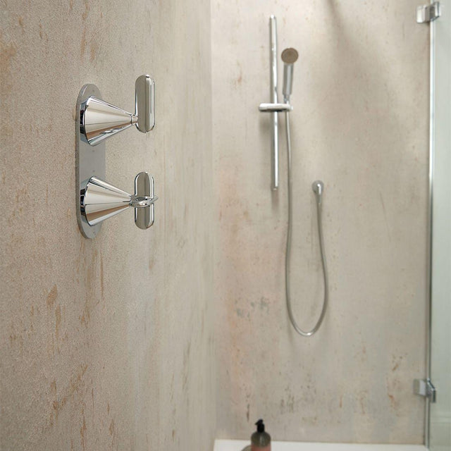 VADO Concealed Shower Valve Vado Tablet Arrondi 2 Outlet, 2 Handle Concealed Thermostatic Shower Valve in Chrome