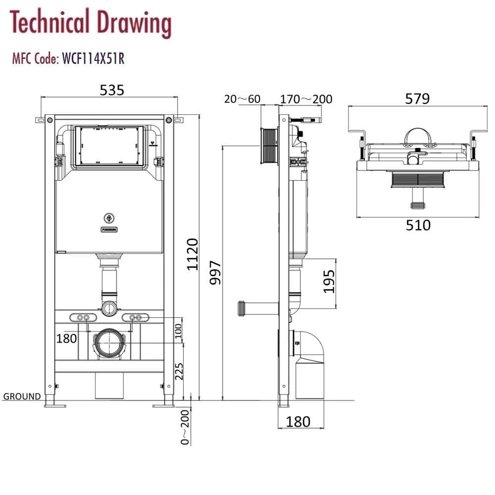 Crosswater Wall Hung WC Frame Crosswater 1.12m Dual Flush WC Support Frame Set with Flush Plate
