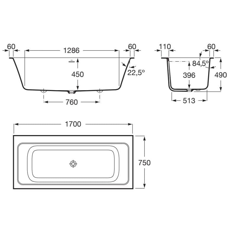 Roca Double Ended Bath Roca Ona Rectangular Drop In Stonex® Bath