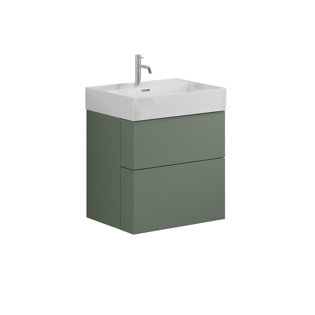 Crosswater Wall Mounted Vanity Unit Sage Green / 1 Hole Crosswater Avenue Vanity Unit with Basin - 600mm - Two Drawer - Wall Mounted