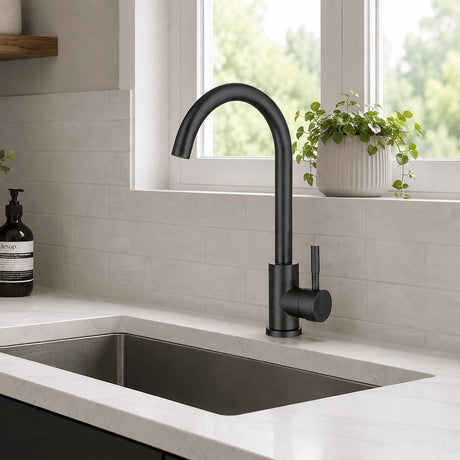 Aquarius Bathrooms Kitchen Tap Matt Black Aquarius TrueCook Single Lever Kitchen Mixer Tap