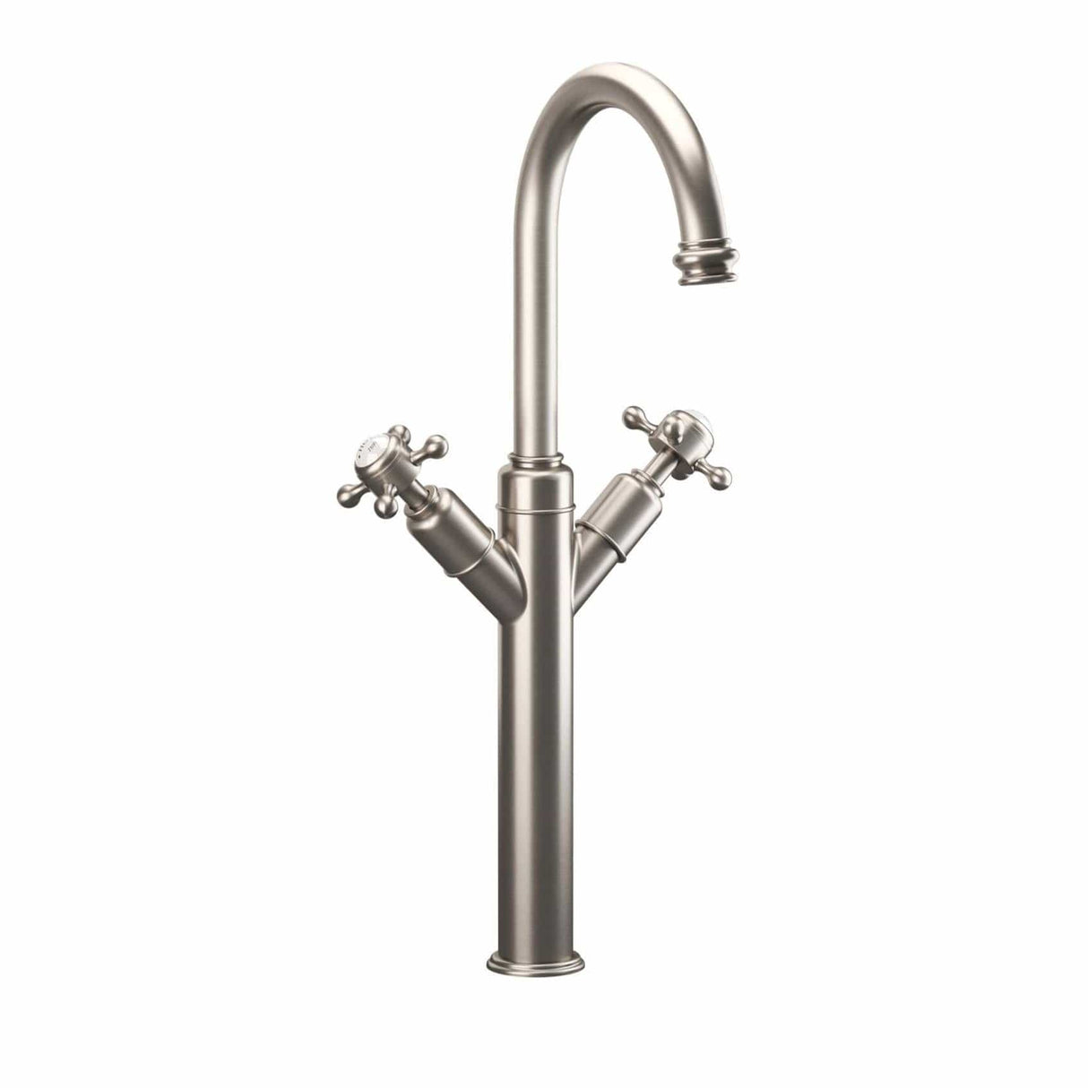 Crosswater Tall Basin Tap Brushed Nickel Crosswater Belgravia Tall Monobloc Basin Mixer Tap with Crosshead Handle