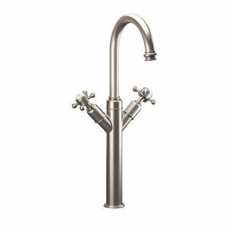 Crosswater Tall Basin Tap Brushed Nickel Crosswater Belgravia Tall Monobloc Basin Mixer Tap with Crosshead Handle