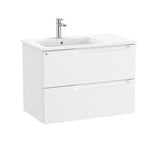 Roca Wall Mounted Vanity Unit Matt White / Left Hand Roca Aleyda 800mm Wall Mounted Two Drawer Vanity Unit with Basin