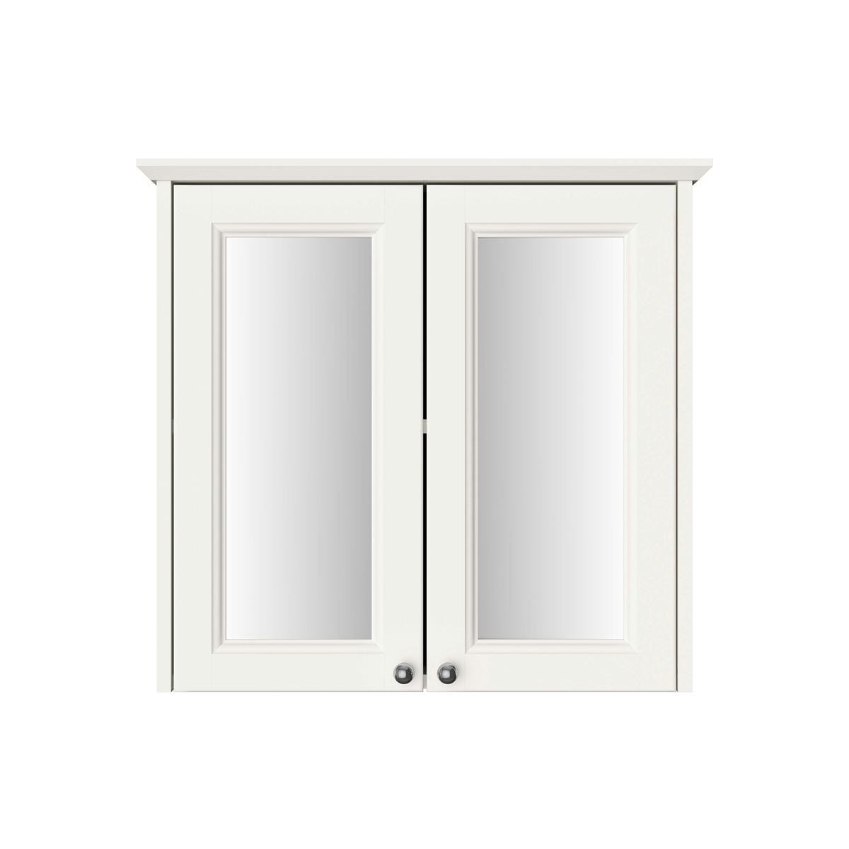 Heritage Mirrored Cabinet Heritage Caversham Double Door Mirror Wall Cabinet with Handles in Chantilly