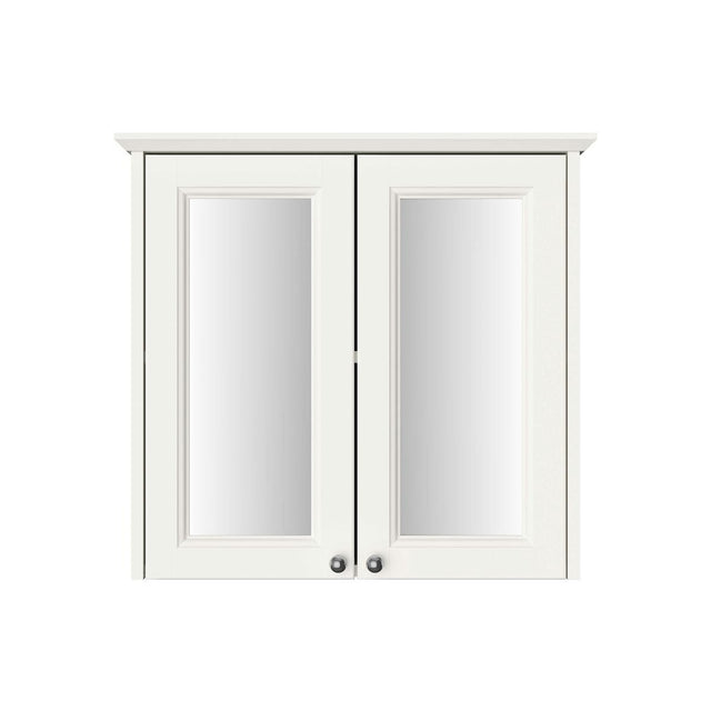 Heritage Mirrored Cabinet Heritage Caversham Double Door Mirror Wall Cabinet with Handles in Chantilly
