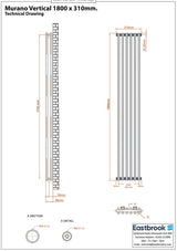 Eastbrook Column Radiator Eastbrook Murano Vertical Designer Radiator in Gloss White
