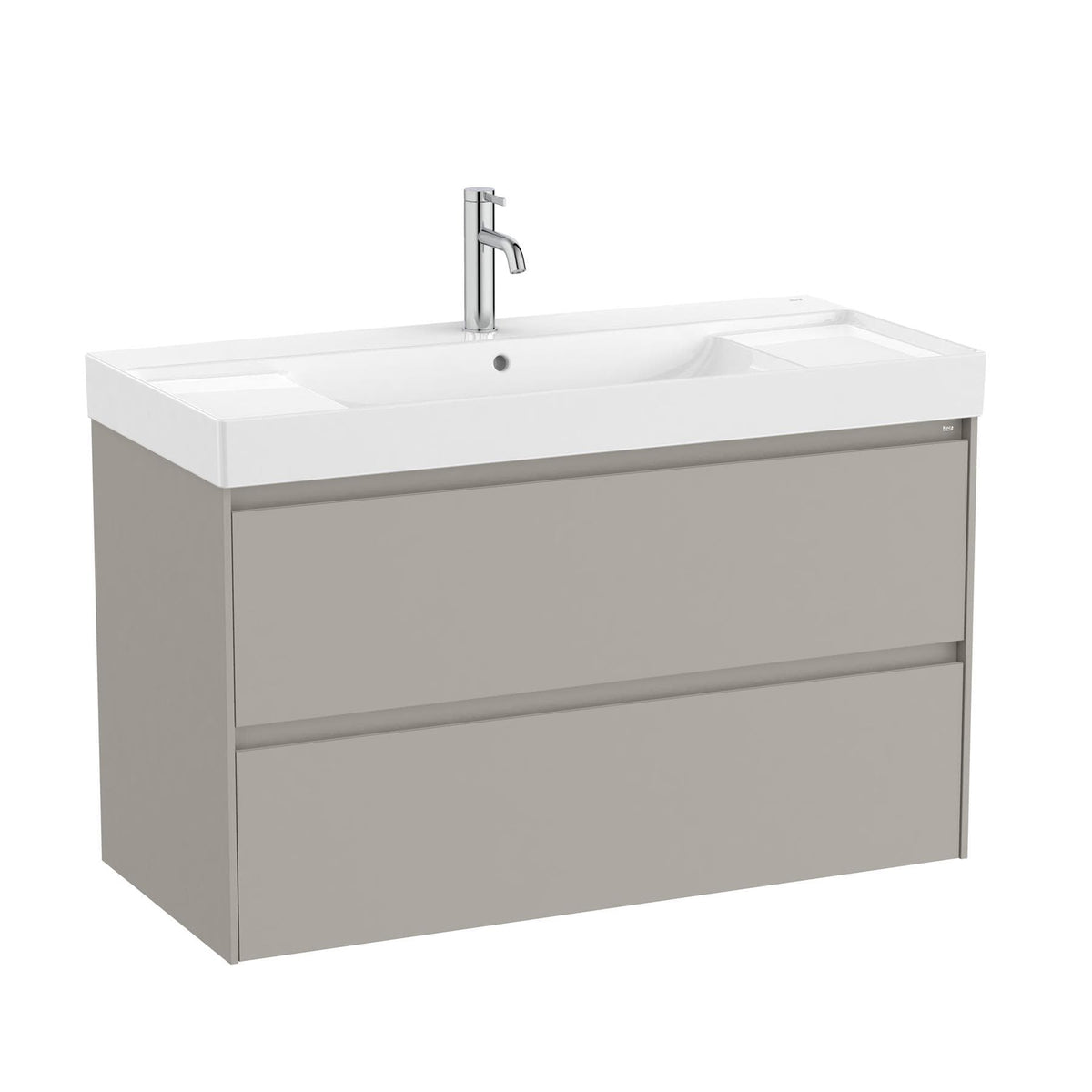 Roca Wall Mounted Vanity Unit Matt Grey Roca Ona 1000mm Wall Mounted Two Drawer Vanity Unit with Basin