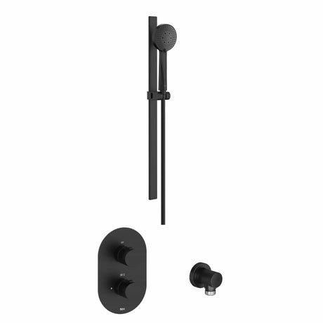 Roca Concealed Shower Set Matt Black Roca Splash-T Thermostatic Concealed Shower Valve with Shower Handset and Slide Rail Set