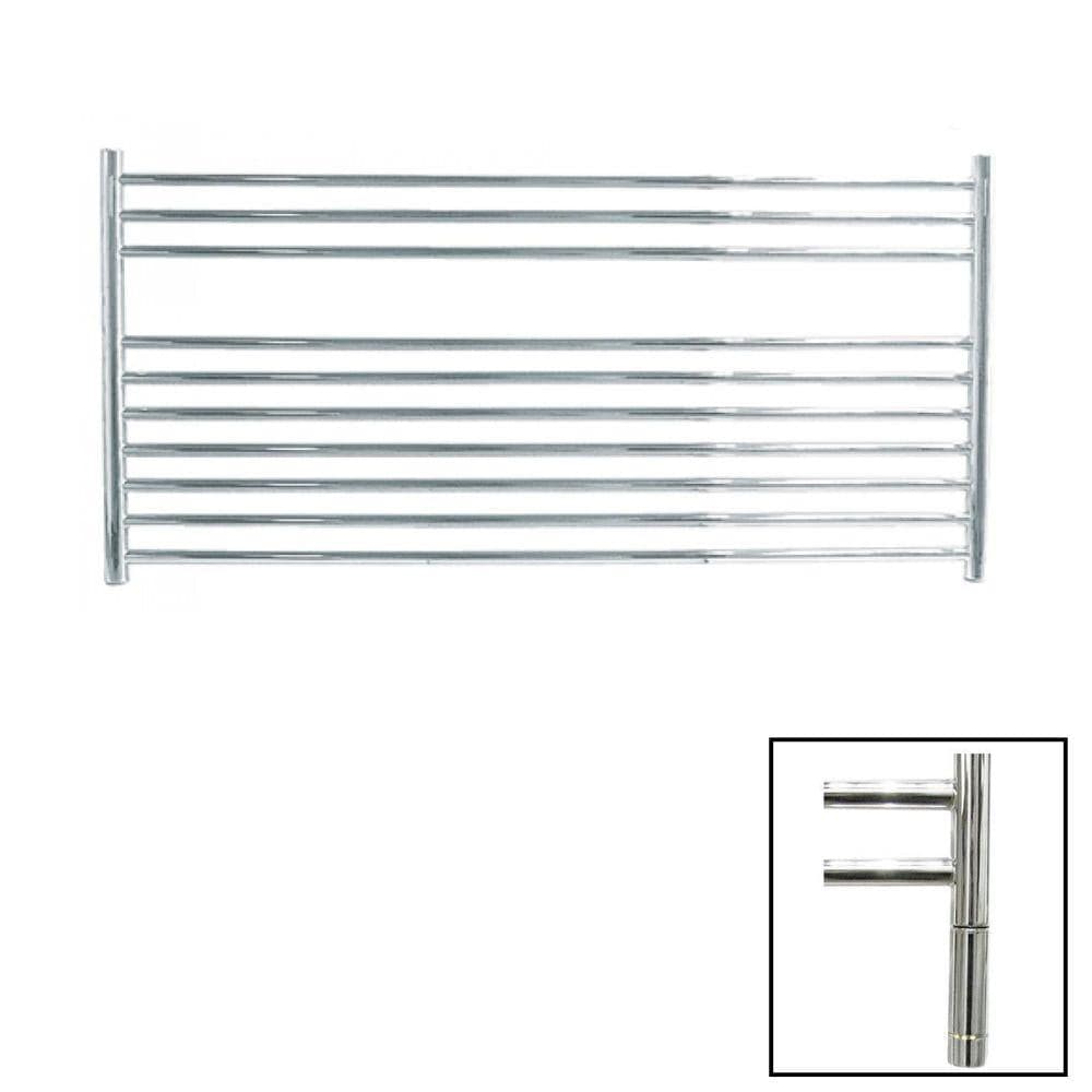 JIS Ladder Rail 600 x 1200mm / Polished Chrome / Electric Only with Cylindrical Adjustable Element JIS Sussex Newick Horizontal Stainless Steel Heated Towel Rail