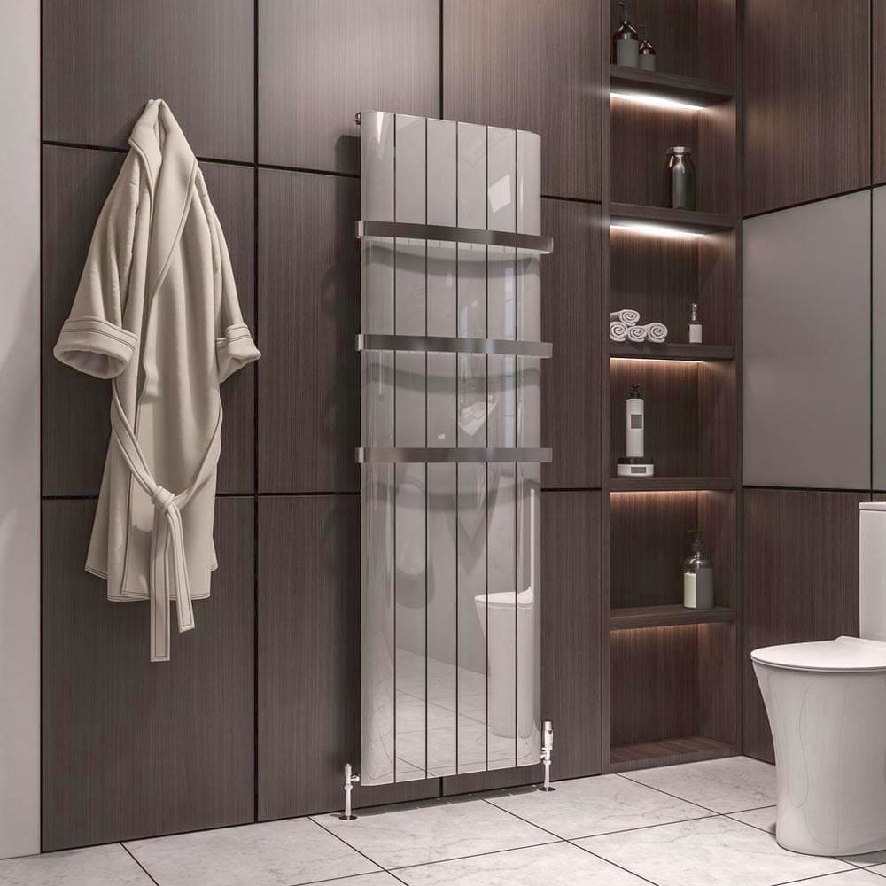 Eastbrook Panel Radiator 1800 x 565 / Electric Only Eastbrook Peretti Straight Vertical Aluminium Radiator in Polished Aluminium