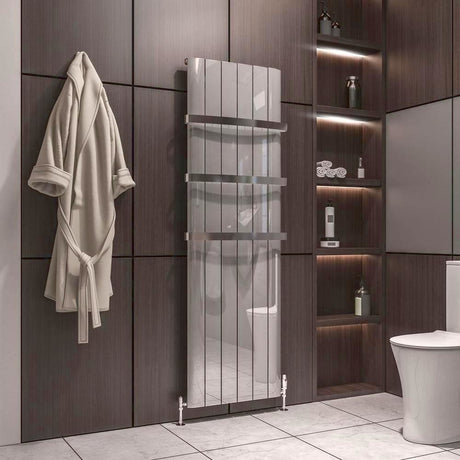 Eastbrook Panel Radiator 1800 x 565 / Electric Only Eastbrook Peretti Straight Vertical Aluminium Radiator in Polished Aluminium