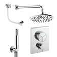 UK Bathroom Store Concealed Shower Set Chrome / Wall Arm / 200mm Crosswater Crossbox Push Shower Set 7 - 3 Outlet with Fixed Overhead Shower, Pencil Handset and Overflow Bath Filler Waste