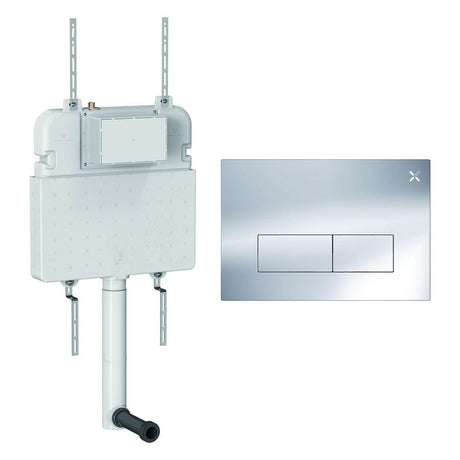 Crosswater Concealed Cistern MPRO Steel Plate in Chrome Crosswater Dual Flush Slimline Concealed Cistern Set with Flush Plate  - 508 x 80 x  550mm