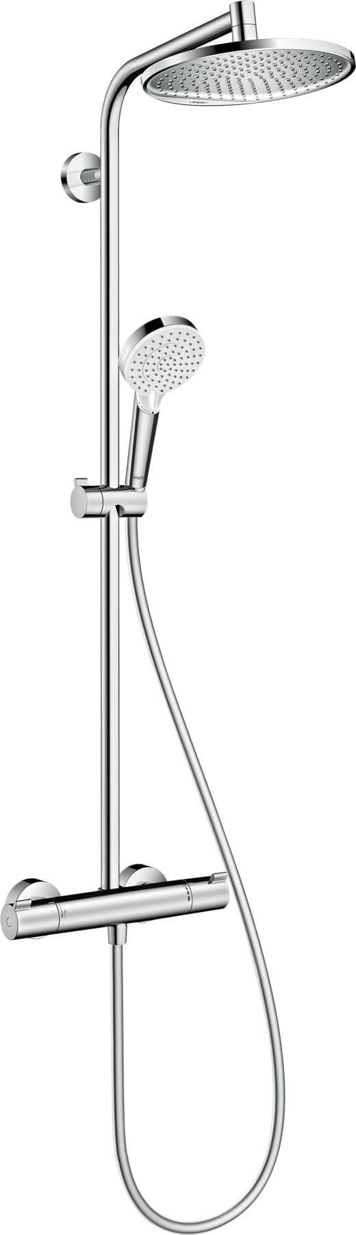 Hansgrohe Exposed Shower Set Hansgrohe Crometta S Exposed Thermostatic Shower Set with Fixed Shower Head and Handset in Chrome