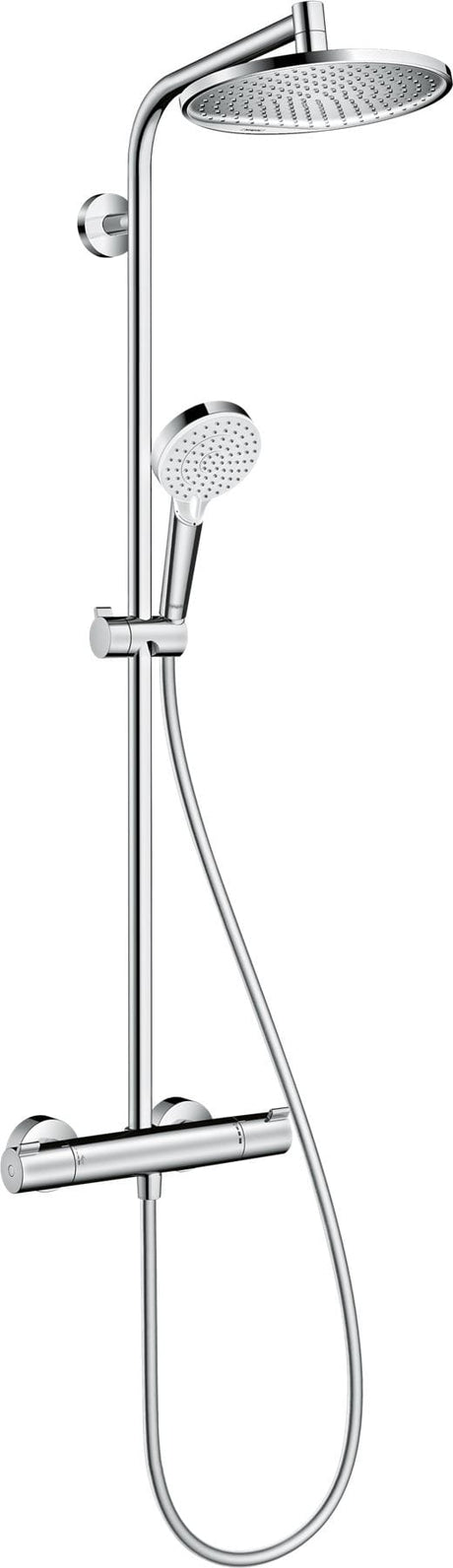 Hansgrohe Exposed Shower Set Hansgrohe Crometta S Exposed Thermostatic Shower Set with Fixed Shower Head and Handset in Chrome