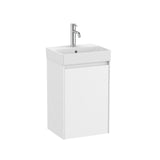 Roca Cloakroom Vanity Unit Matt White Roca Ona Compact 400mm Wall Mounted One Door Vanity Unit with Basin