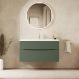 Crosswater Wall Mounted Vanity Unit 1000mm / Sage Green Crosswater Glide II Wall Mounted Two Drawer Vanity Unit with Basin