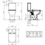 Ideal Standard Close Coupled Toilet Ideal Standard i.life A Open Back Comfort Height Close Coupled Rimless Toilet with Soft Close Seat