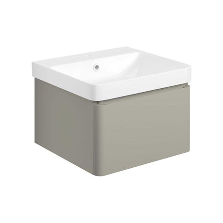 Aquarius Bathrooms Wall Mounted Vanity Unit Matt Latte / 500mm Aquarius Sophie Wall Hung One Drawer Vanity Unit with 1 Tap Hole Basin