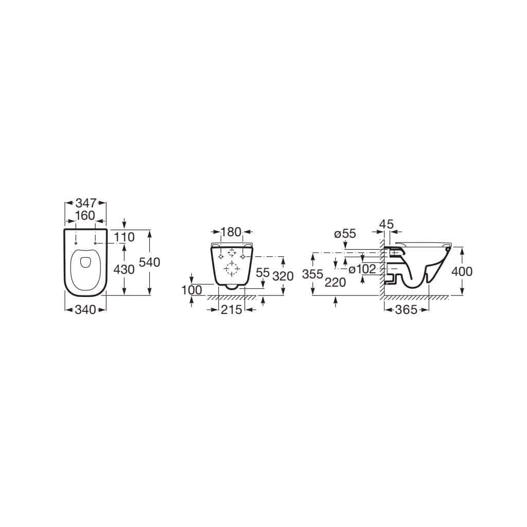 Roca Wall Hung Toilet Roca The Gap Square Wall Hung Rimless Toilet with Soft Close Seat