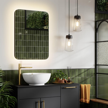 hib. Illuminated Mirror 800 x 600mm / Black hib. Arcane Curve LED Illuminated Mirror