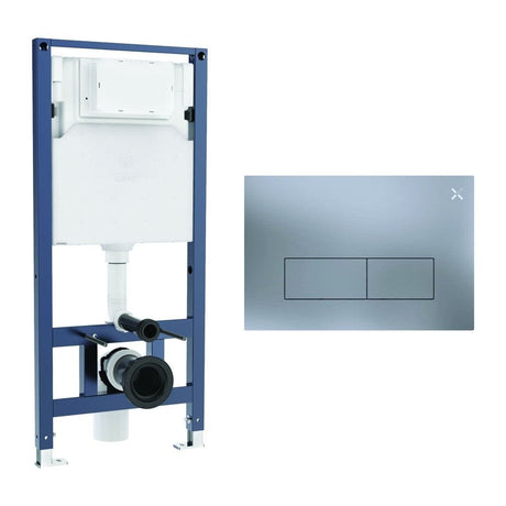 Crosswater Wall Hung WC Frame MPRO Steel Plate in Brushed Nickel Crosswater 1.12m Dual Flush WC Support Frame Set with Flush Plate