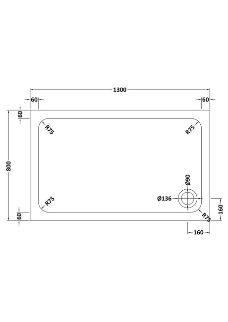 Aquarius Bathrooms Rectangle Shower Tray 1300x800mm Aquarius Urbano Rectangular 45mm Stone Resin Shower Tray in Slate Grey