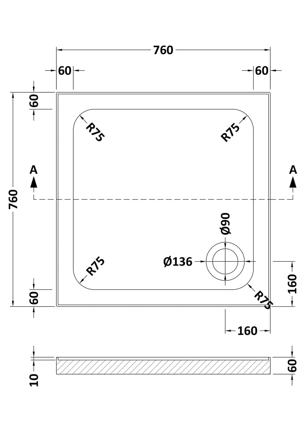 Aquarius Bathrooms Square Shower Tray Aquarius Urbano Square Stone Resin Shower Tray with 4 Upstands