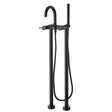 Flova Freestanding Bath Filler Matt Black Flova Levo Floor Standing Bath and Shower Mixer Tap  with Shower Set