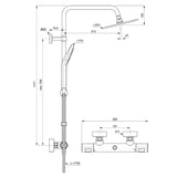 Ideal Standard Exposed Shower Set Ideal Standard Ceratherm T100 Exposed Thermostatic Shower Valve Set with Square Showerhead, Adjustable Riser and Handset in Chrome