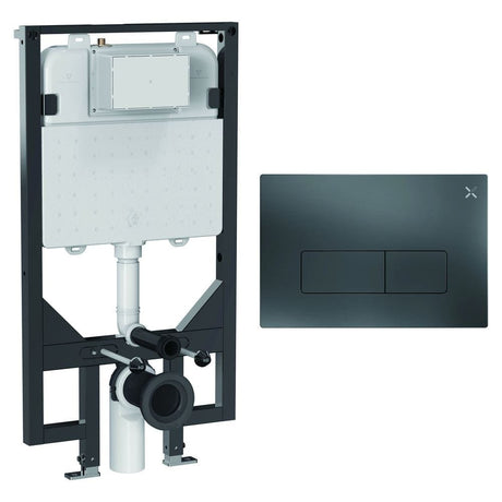 Crosswater Wall Hung WC Frame MPRO Plate in Slate Crosswater 1.14m Ultra Slim Depth Dual Flush WC Support Frame Set with Flush Plate