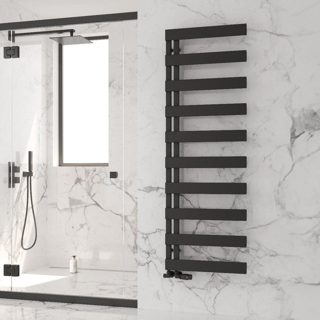Reina Ladder Rail 1510 x 500mm / Black Reina Carpena Aluminium Central Heating Designer Towel Rail