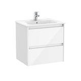 Roca Wall Mounted Vanity Unit Gloss White Roca Tenet 600mm Wall Mounted Two Drawer Vanity Unit with Basin