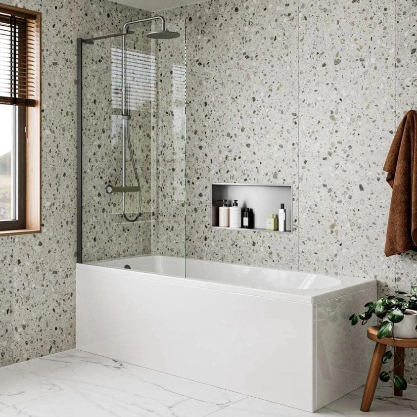 Crosswater Bath Screen Slate Crosswater Clear 6 Fixed Bath Screen