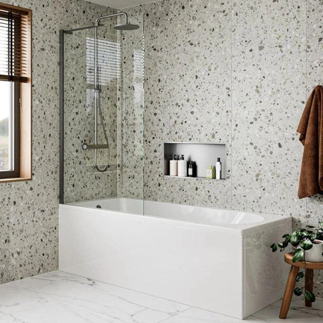 Crosswater Bath Screen Slate Crosswater Clear 6 Fixed Bath Screen