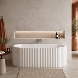 Aquarius Bathrooms Back To Wall Freestanding Bath 1600 x 770 Aquarius Cadence Freestanding Double Ended Back to Wall Bath