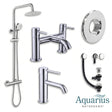 Aquarius Bathrooms Exposed Shower Set Chrome Aquarius RF-Series Complete Shower Brassware Pack with Basin Mixer, Bath Mixer & Exposed Shower