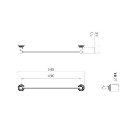 Crosswater Towel Rails and Rings Crosswater Belgravia 600mm SingleTowel Rail