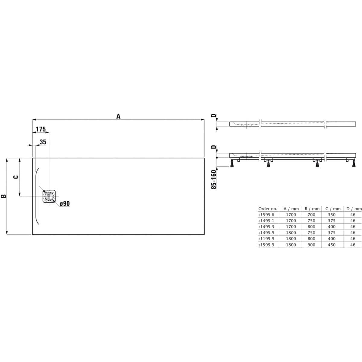 Laufen Laufen Marbond PRO Rectangular Tray with Waste in White