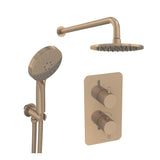 Saneux Concealed Shower Set Brushed Bronze Saneux COS 2 Outlet, 2 Handle Concealed Shower Valve Kit with 3 Function Handset and 200mm Shower Head